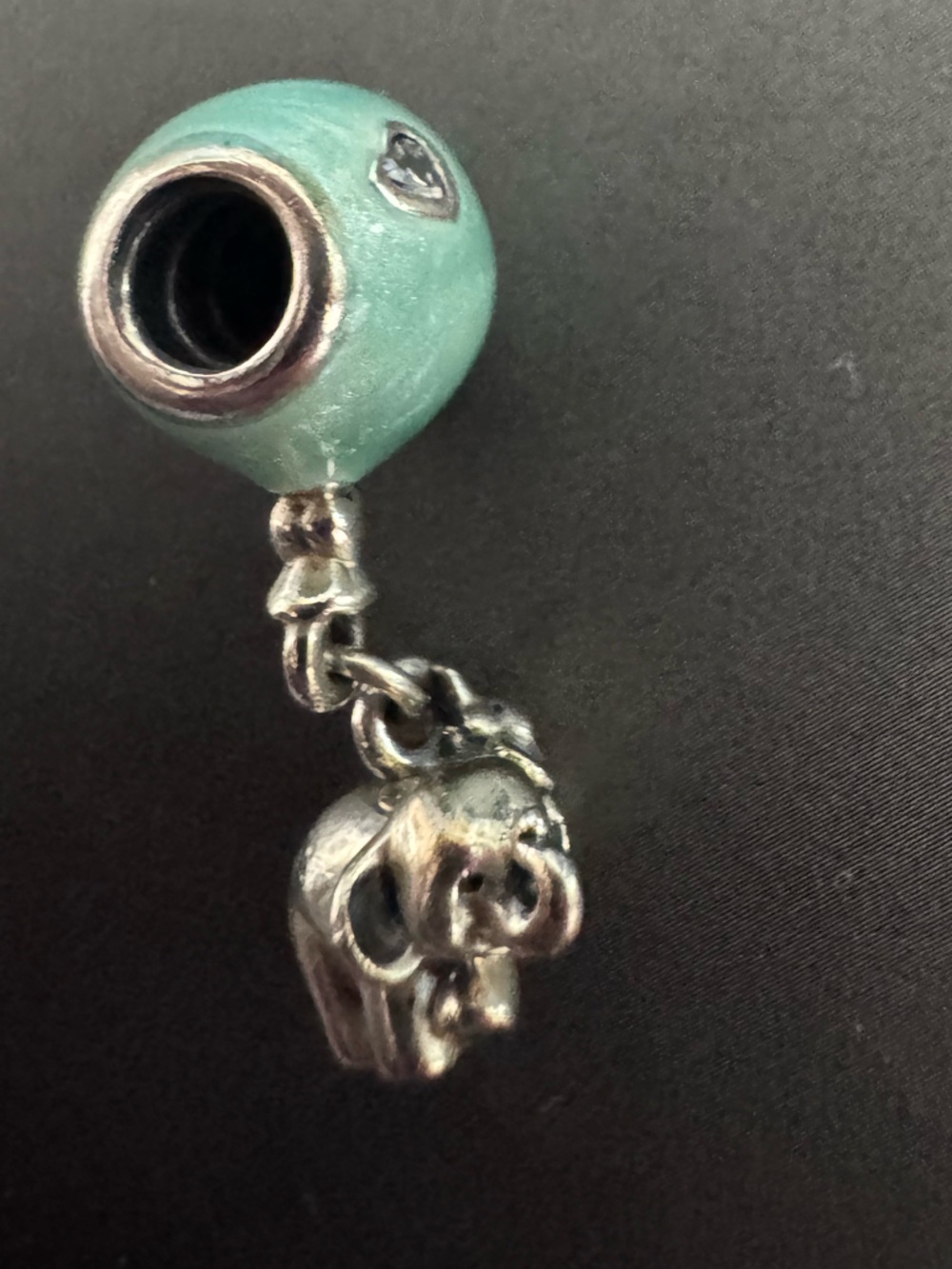 Pandora Retired Elephant & Balloon Dangle Charm Baby Boy Blue Sterling Silver - Picture 6 of 6